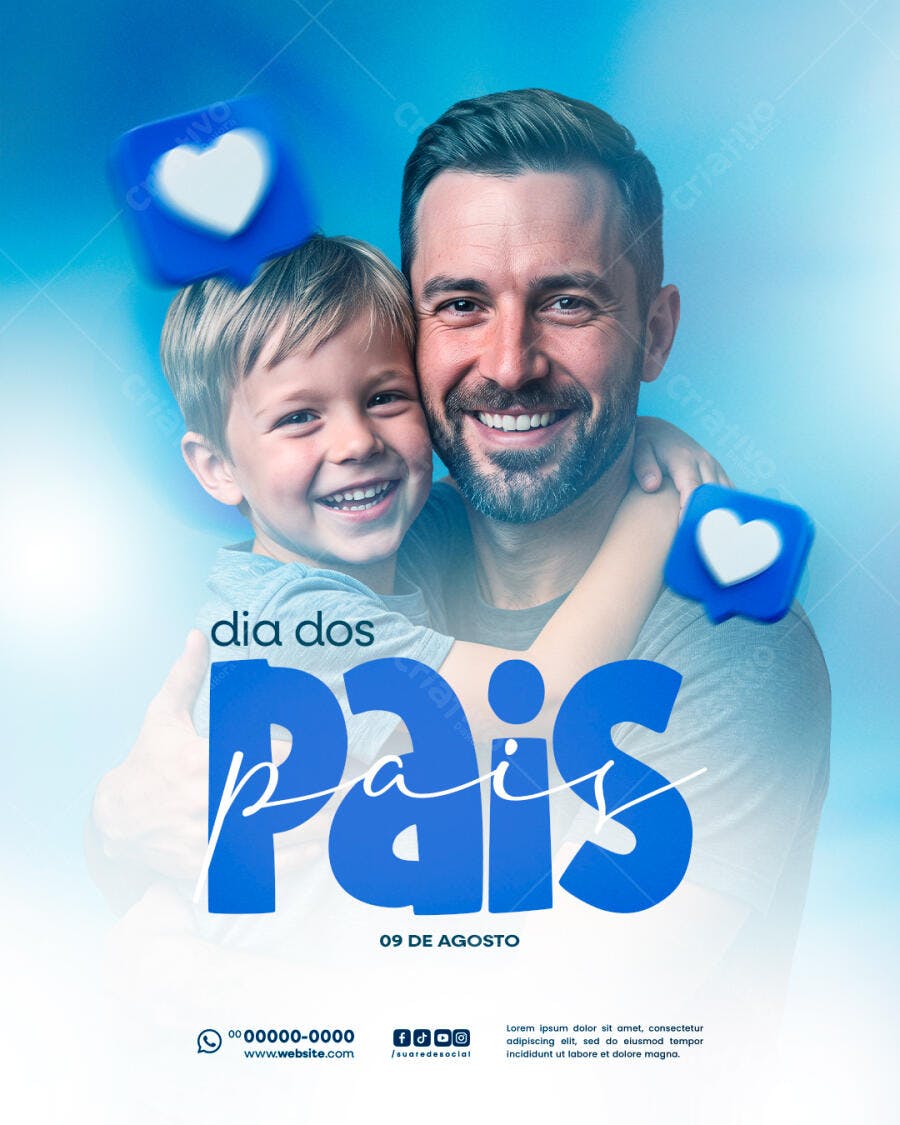 Post Instagram Dia dos Pais Agosto PSD Editável
