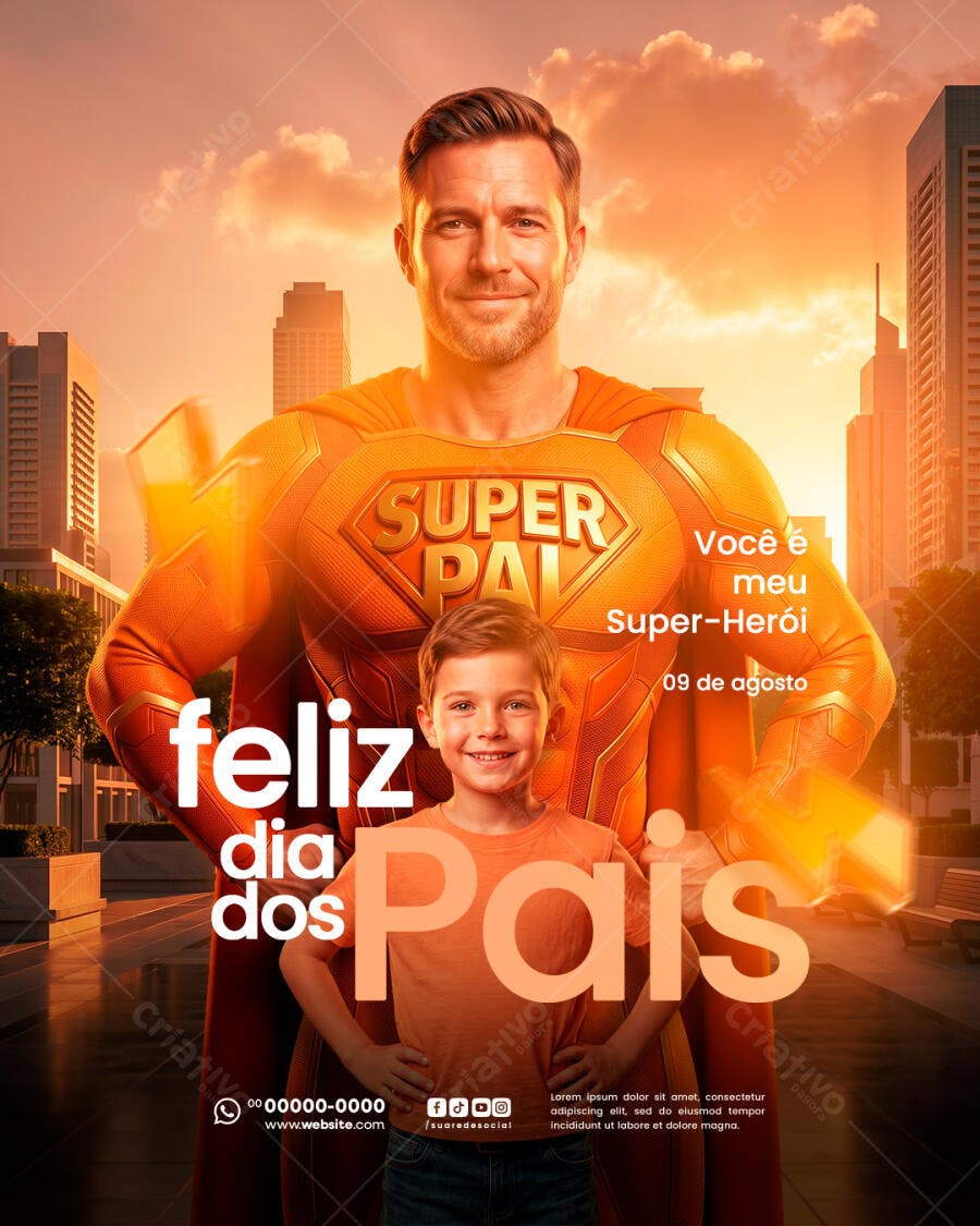 Post Instagram Dia dos Pais Super Herói PSD Editável
