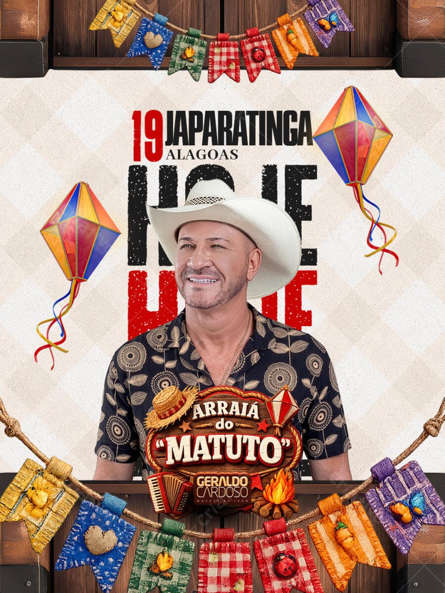 Flyer Festa Junina Arraial do Matuto PSD Editável