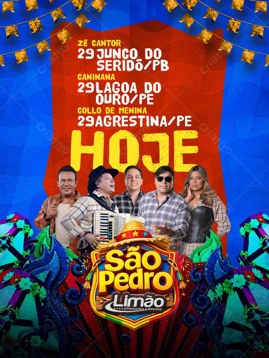 Flyer São Pedro Festa Junina Shows PSD Editável
