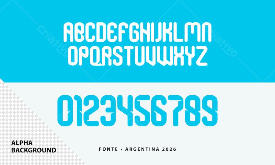 Fonte Argentina 2026 Alfabeto Números PSD Editável