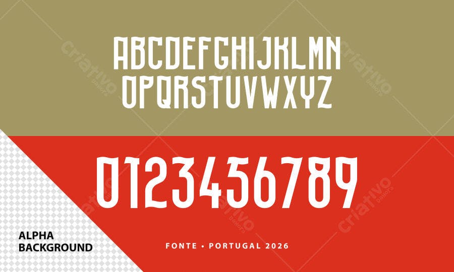 Fonte Portugal 2026 Alfabeto e Números PSD Editável