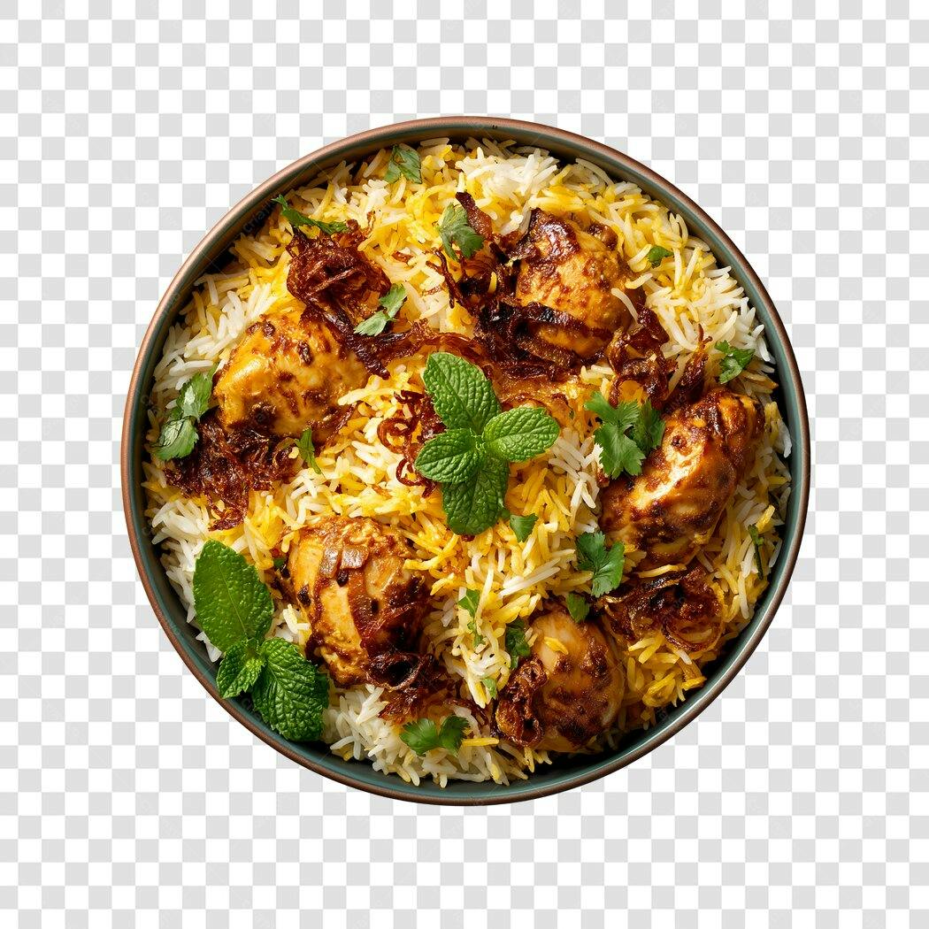 Foto Recortada Biryani de Frango com Arroz PNG Fundo Transparente
