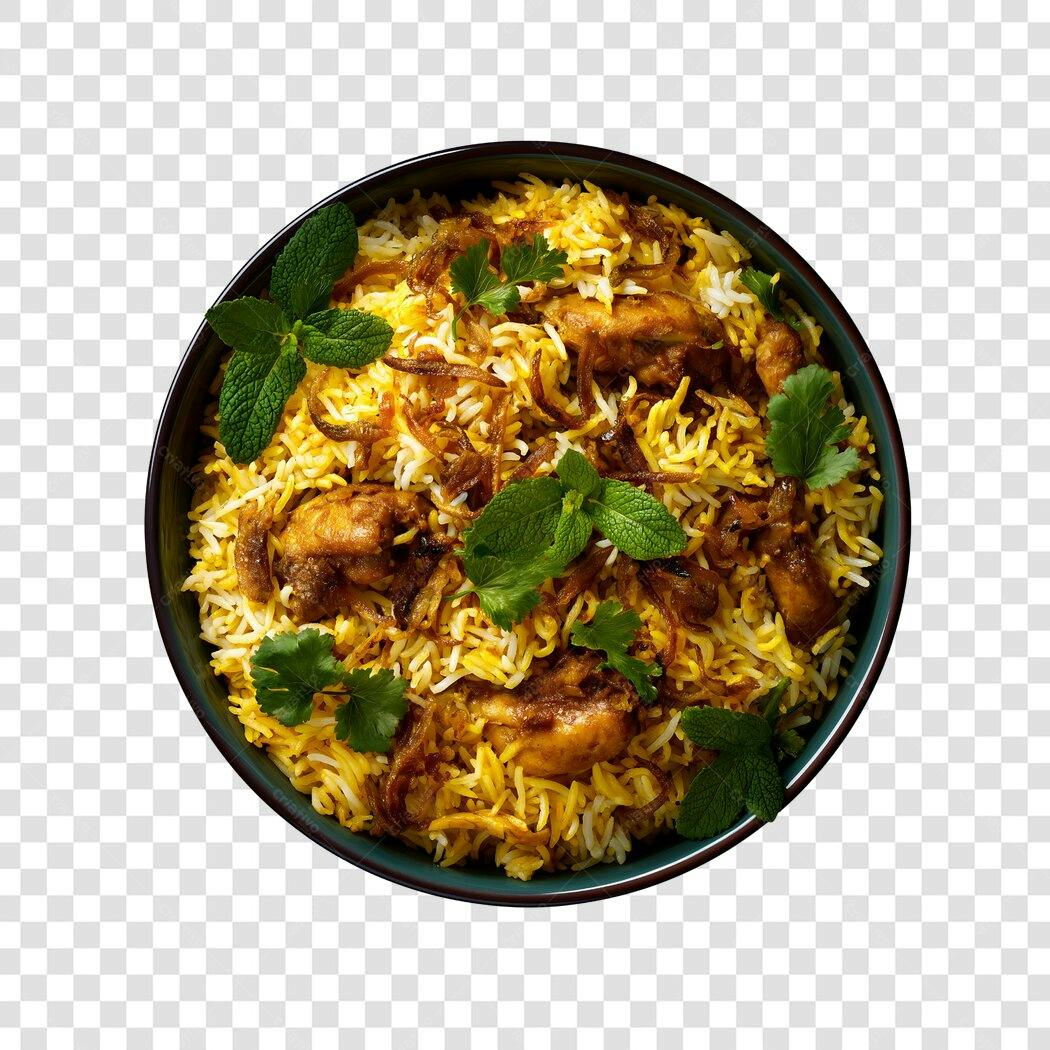 Foto Recortada Biryani de Frango com Hortelã PNG Fundo Transparente