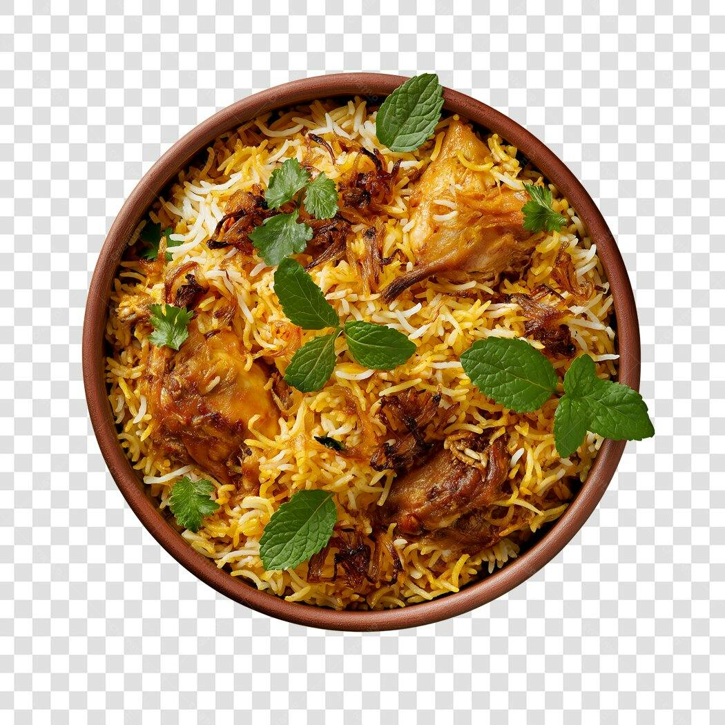 Foto Recortada Biryani Frango Arroz Indiano PNG Fundo Transparente