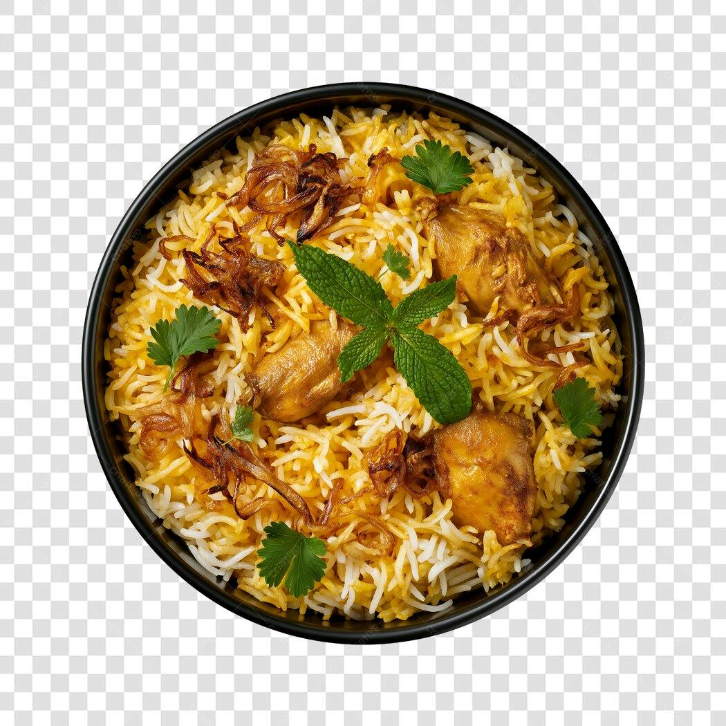 Foto Recortada Biryani Frango Arroz Indiano PNG Fundo Transparente