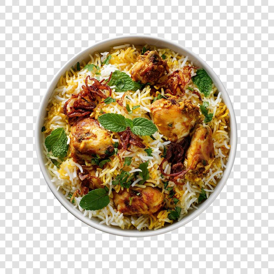 Foto Recortada Biryani Frango Arroz Indiano PNG Fundo Transparente