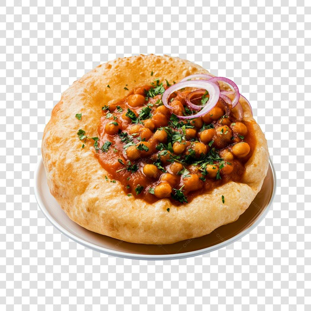 Foto Recortada Chana Bhatura Comida Indiana PNG Fundo Transparente