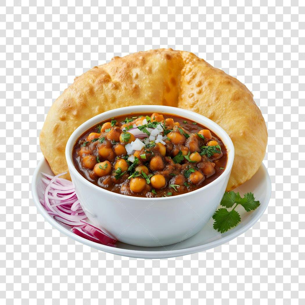 Foto Recortada Chana Masala Pão Indiano PNG Fundo Transparente