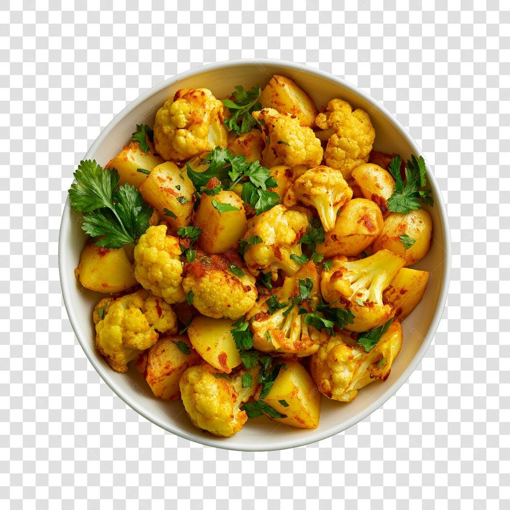 Foto Recortada Couve-flor Batata Assada Ervas PNG Fundo Transparente