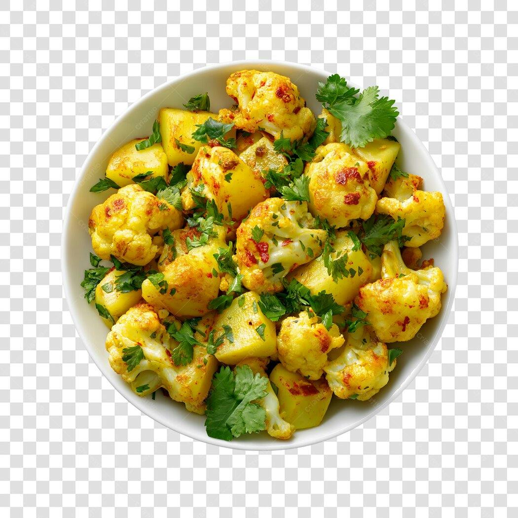 Foto Recortada Couve-flor e Batata Assada PNG Fundo Transparente