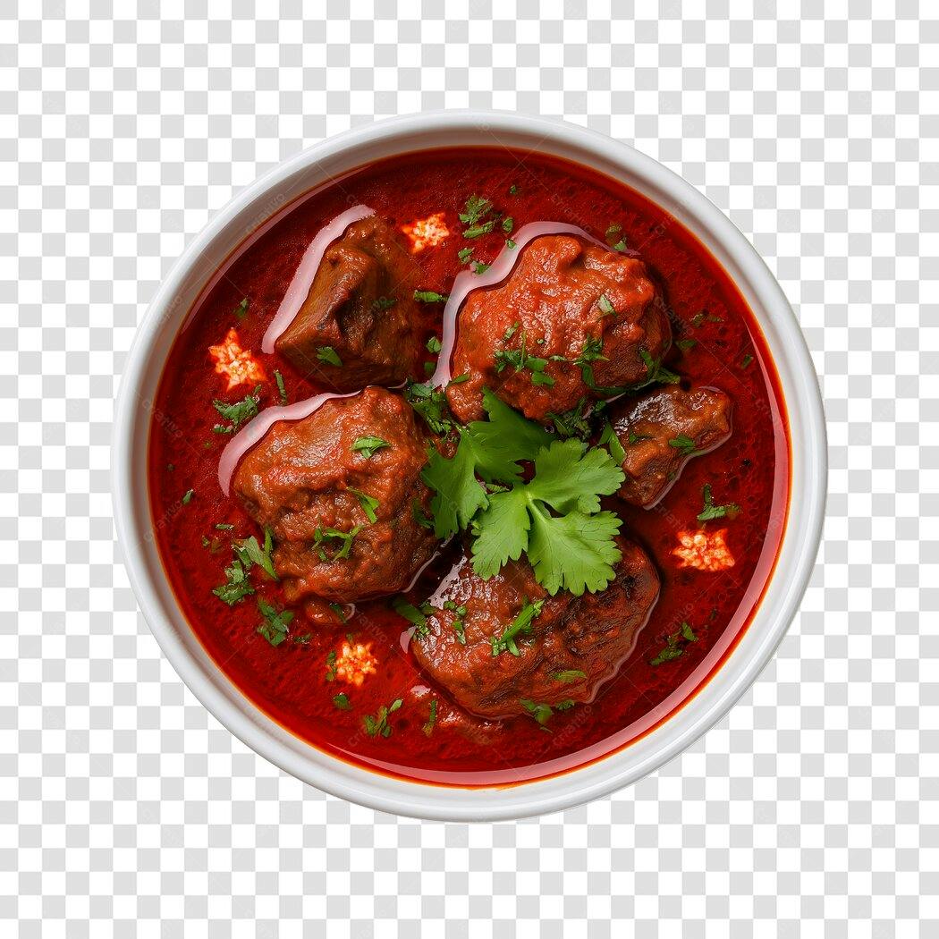 Foto Recortada Curry de Carne Vermelho PNG Fundo Transparente