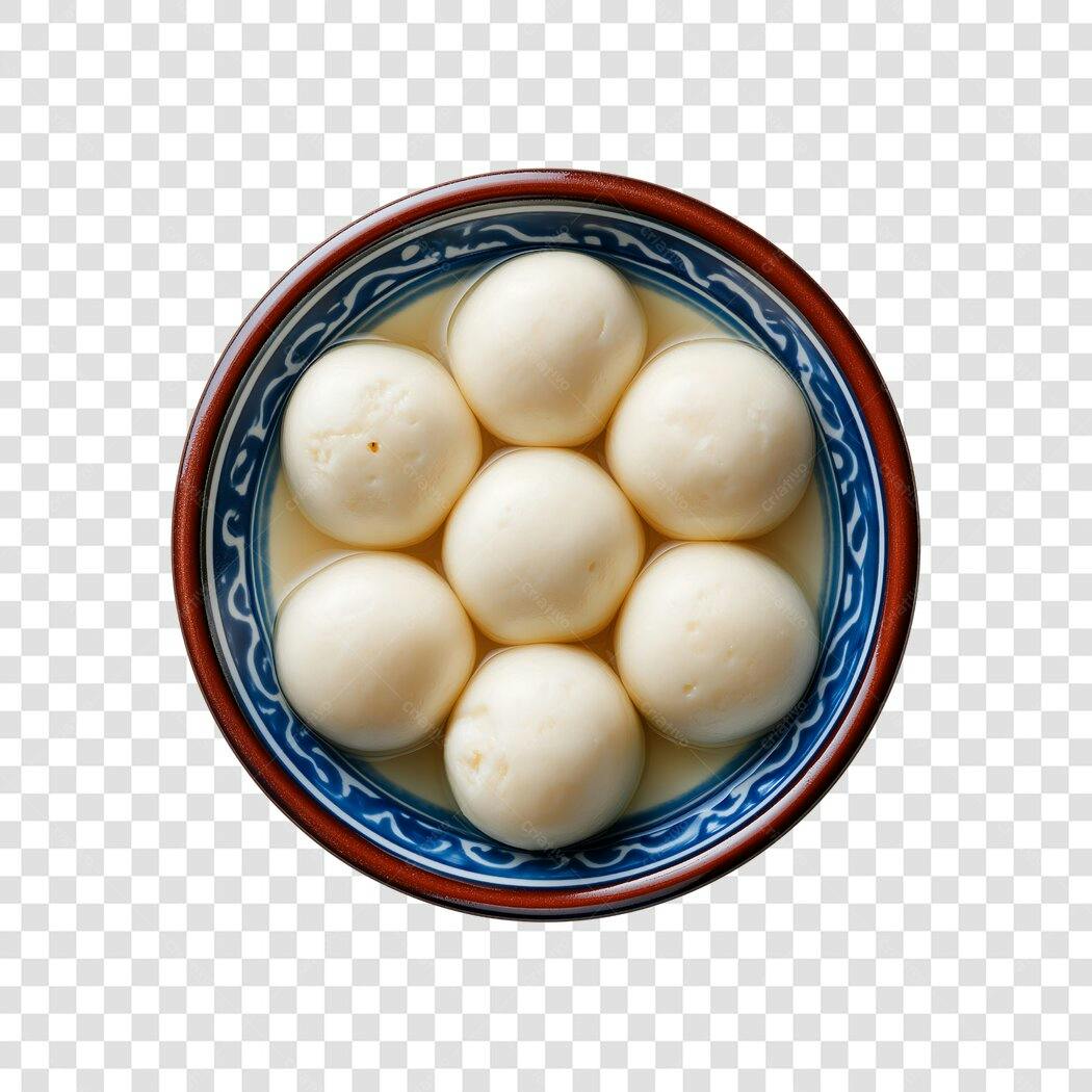 Foto Recortada Doces Indianos Rasgulla Tigela PNG Fundo Transparente