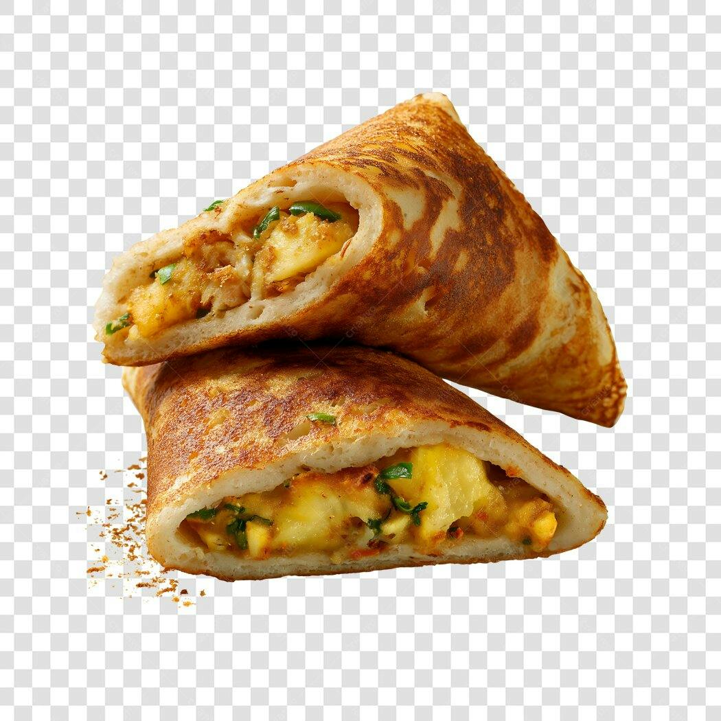 Foto Recortada Dosa Indiana Recheada PNG Fundo Transparente