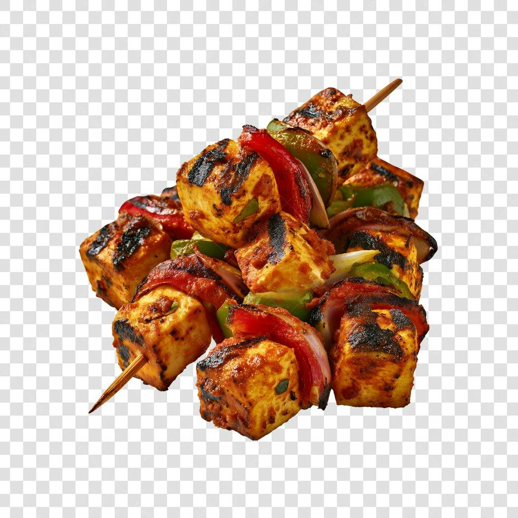 Foto Recortada Espetinho Queijo Grelhado Pimentões PNG Fundo Transparente