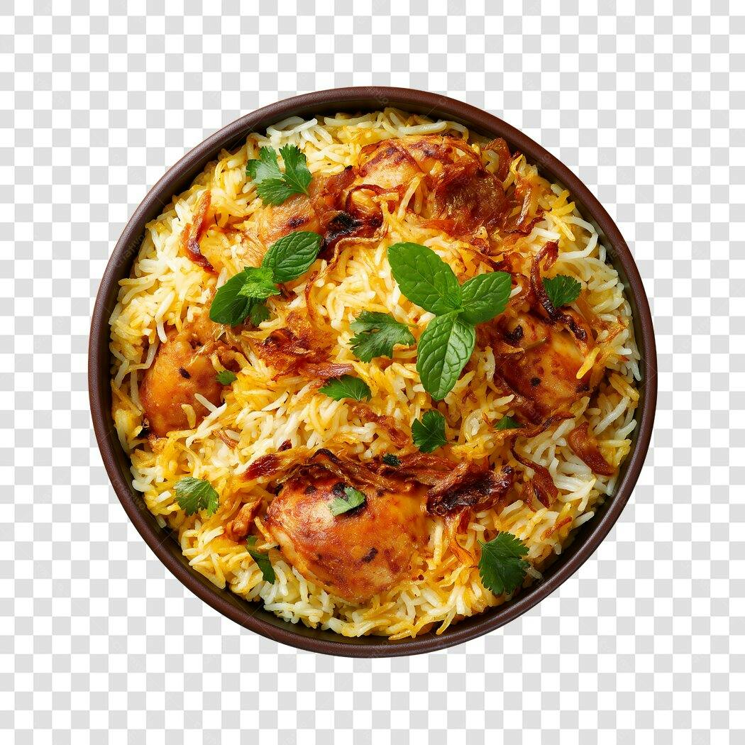 Foto Recortada Frango Biryani Comida Indiana PNG Fundo Transparente