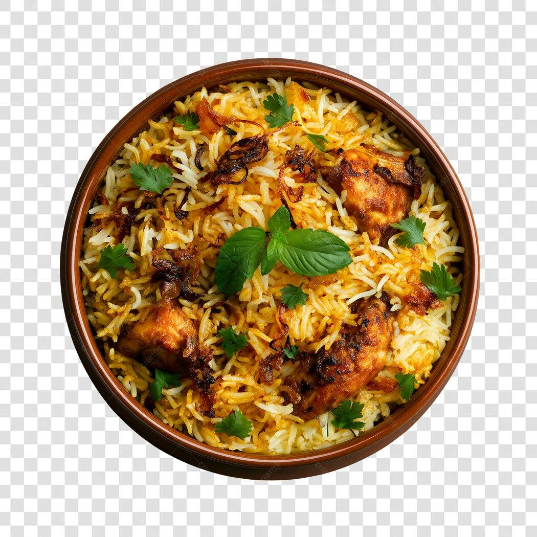 Foto Recortada Frango Biryani Tigela PNG Fundo Transparente