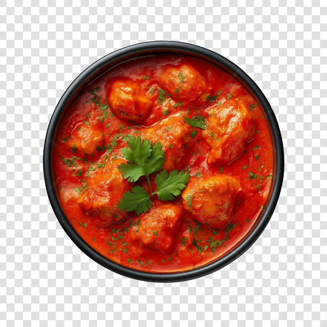 Foto Recortada Frango Tikka Masala Indiano PNG Fundo Transparente