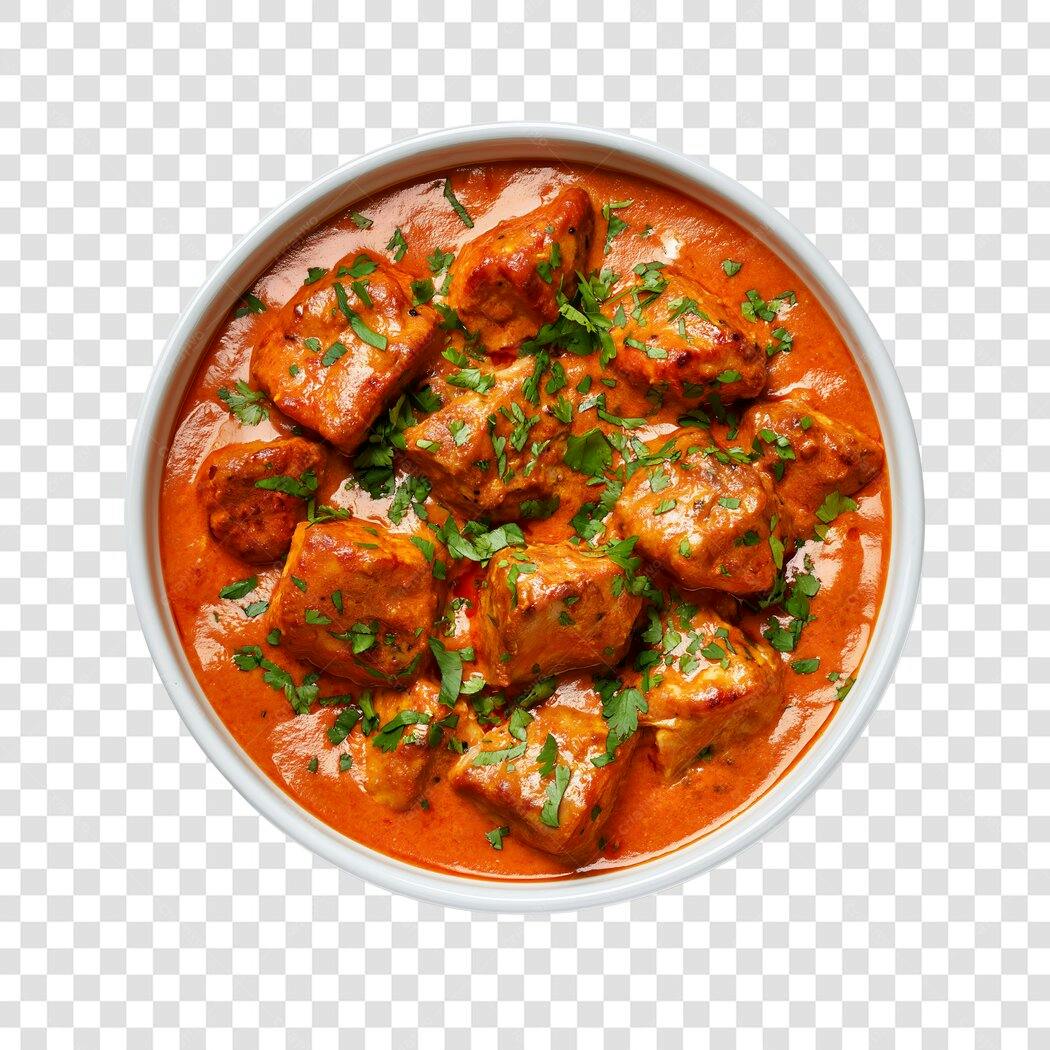 Foto Recortada Frango Tikka Masala Prato Indiano PNG Fundo Transparente