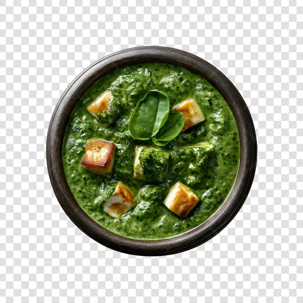 Foto Recortada Palak Paneer Comida Indiana PNG Fundo Transparente