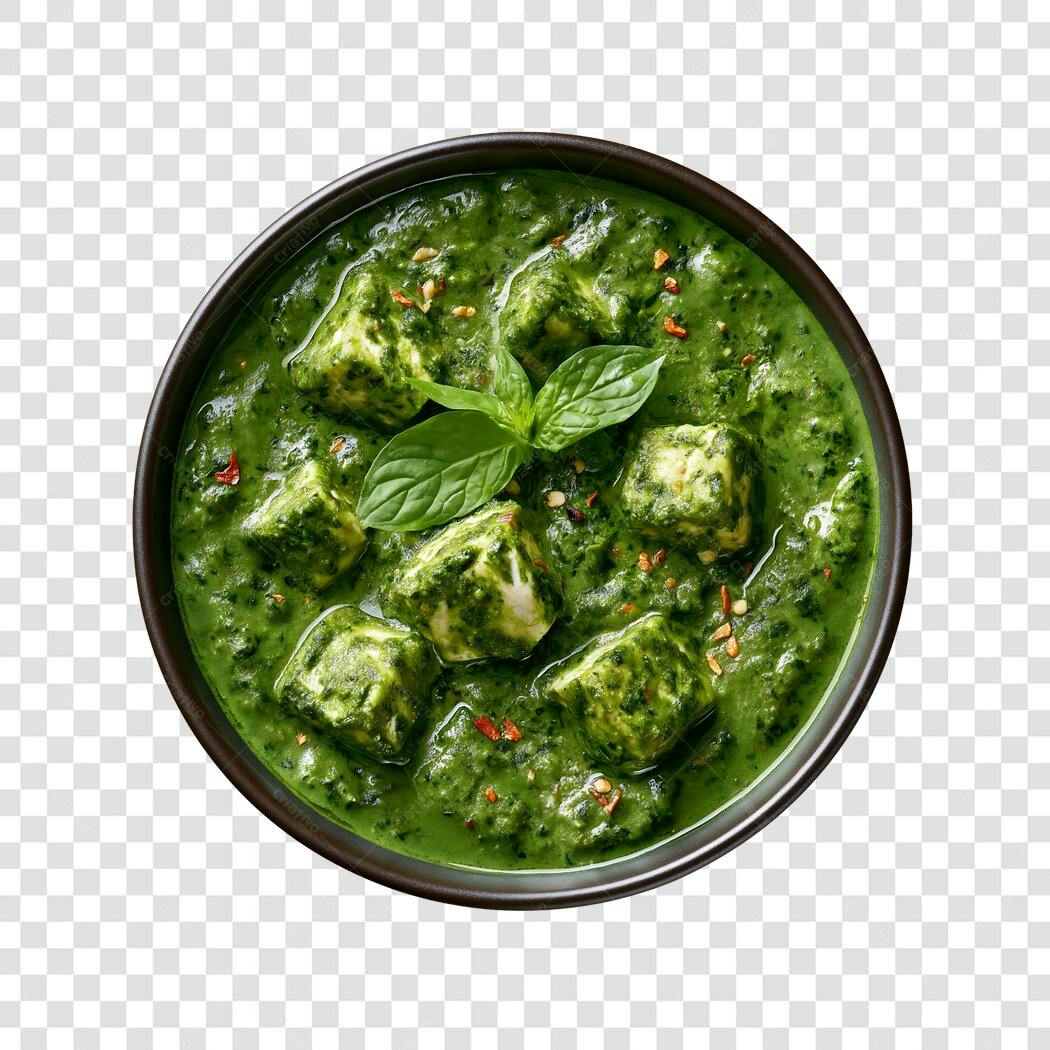 Foto Recortada Palak Paneer Comida Indiana PNG Fundo Transparente