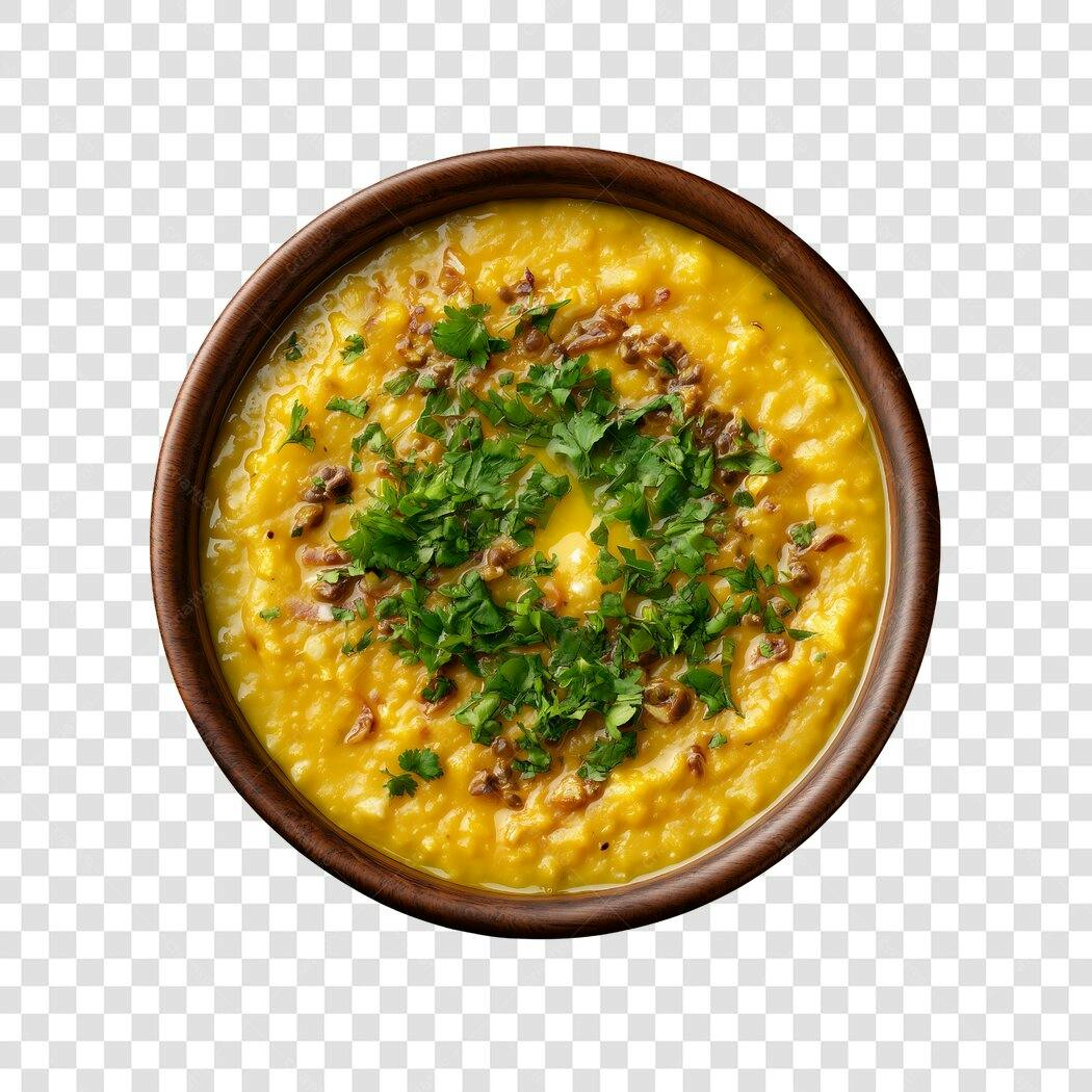 Foto Recortada Sopa Creme Amarela com Salsinha PNG Fundo Transparente