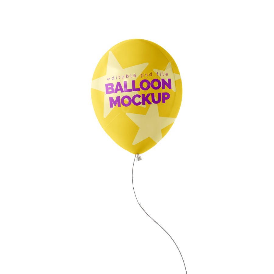 Mockup Balão Amarelo Flutuante Fundo Branco Editável
