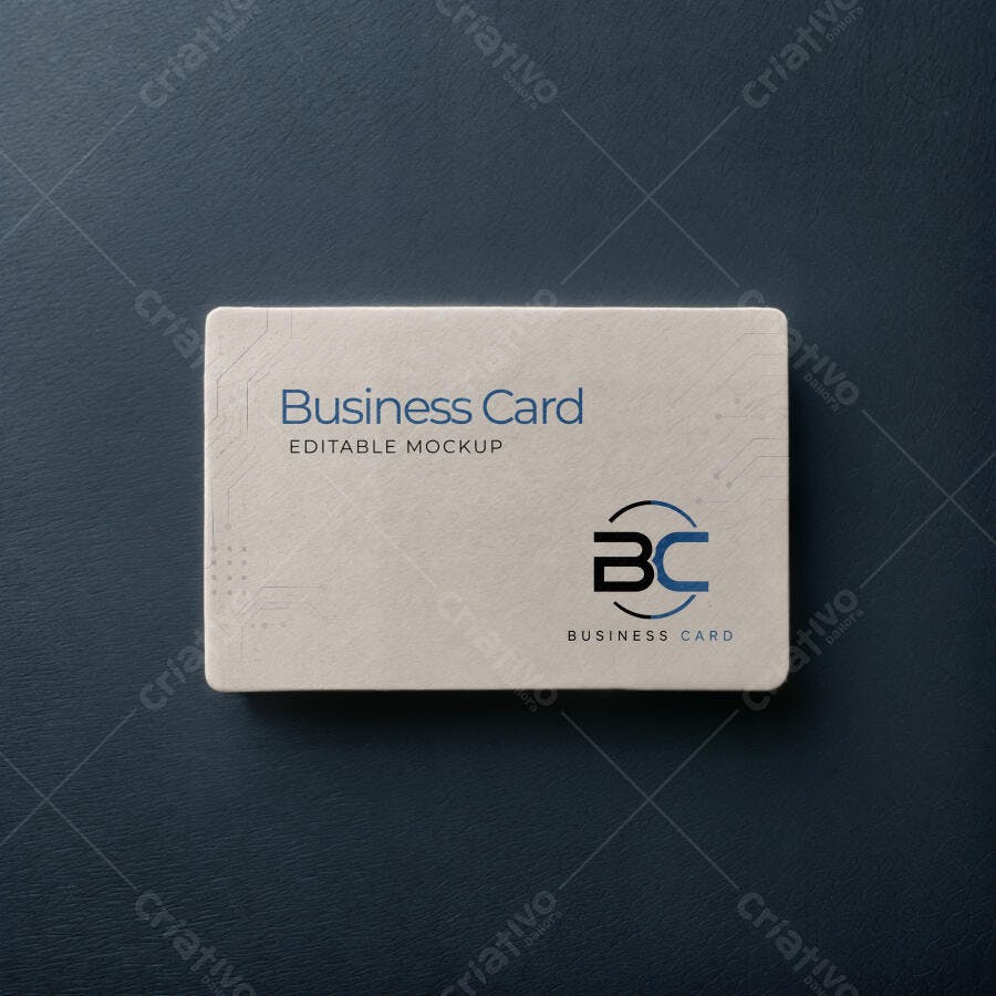 Mockup Cartão Visita Papel Fundo Escuro Flat Lay Editável