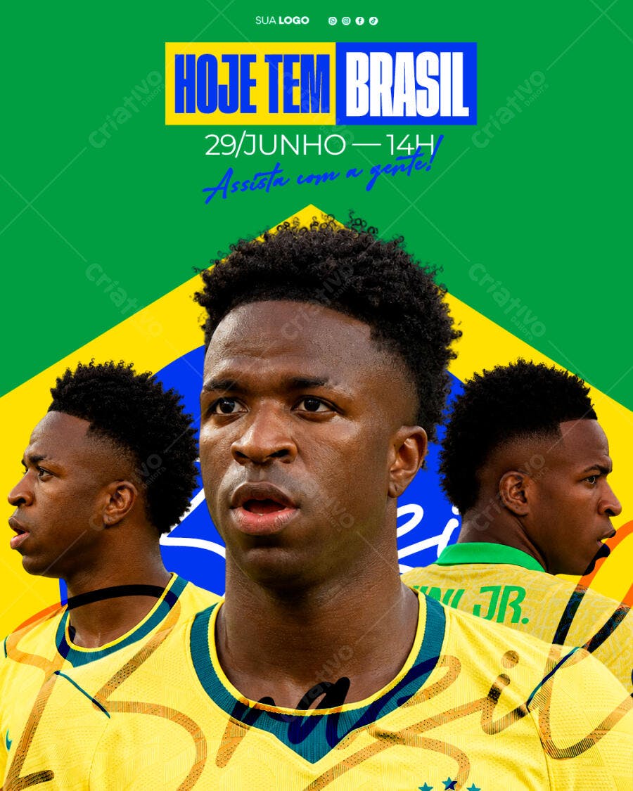 Post Instagram Jogo do Brasil Futebol PSD Editável