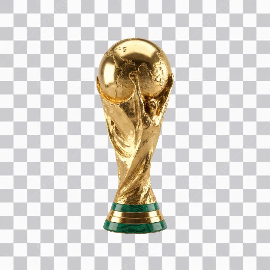 Elemento 3D Troféu Copa do Mundo Dourado PNG Fundo Transparente