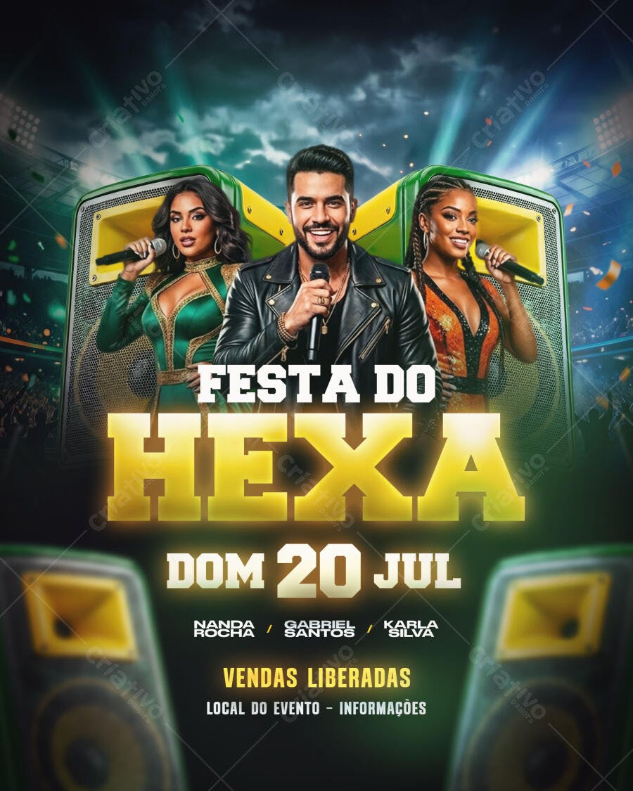 Flyer Festa do Hexa Julho Show Musical PSD Editável