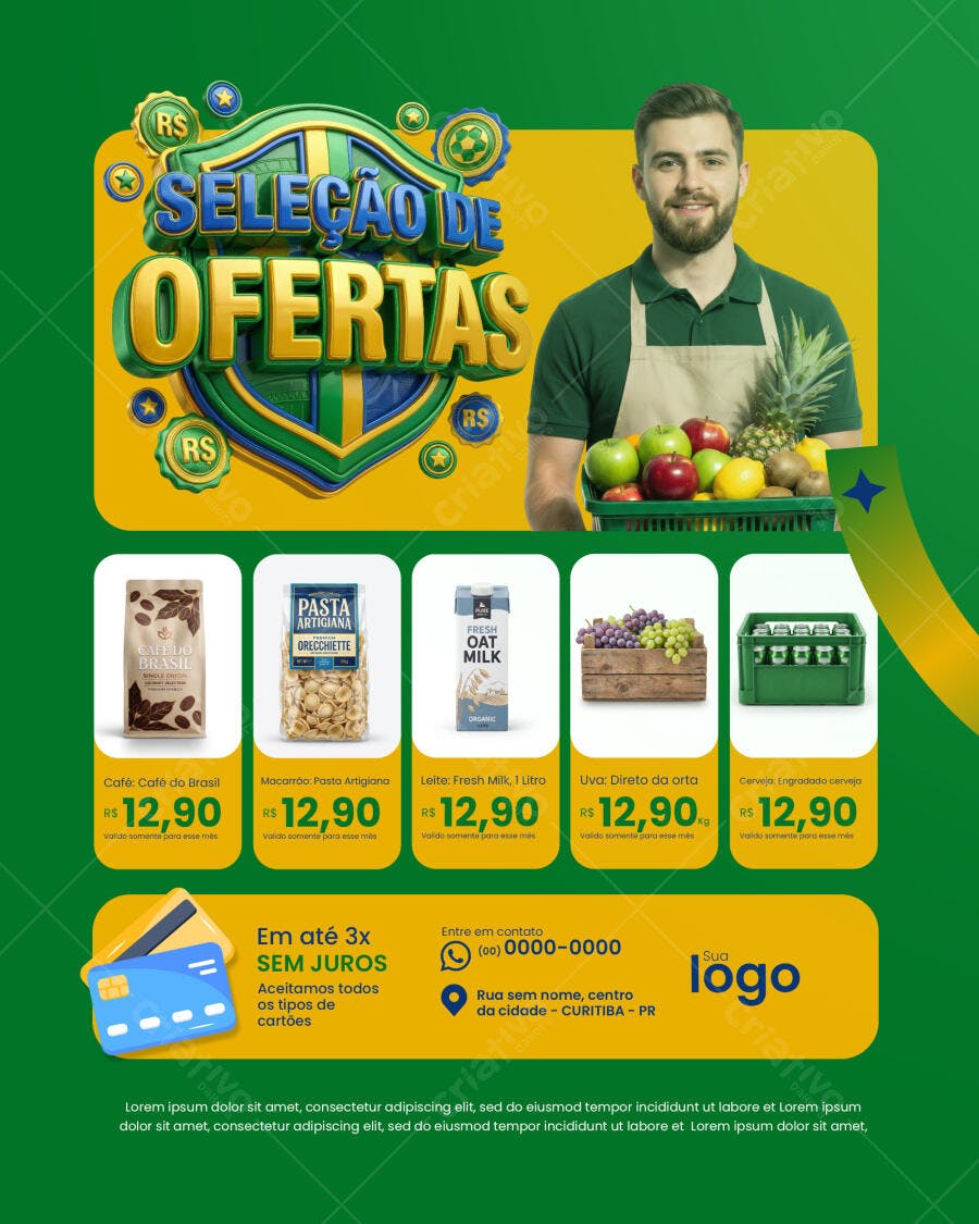 Flyer Seleção de Ofertas Supermercado PSD Editável