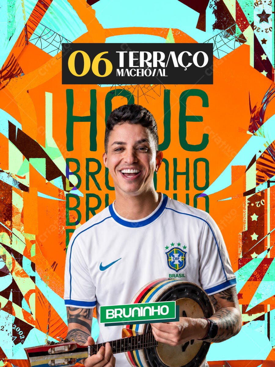 Flyer Show de Pagode Bruninho Terração Maceió PSD Editável