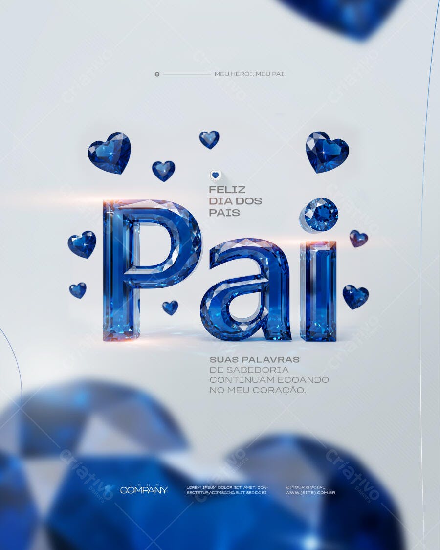 Post Dia dos Pais Azul Diamante PSD Editável