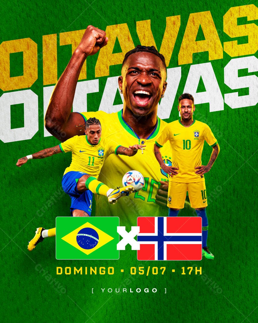 Post Futebol Oitavas de Final Brasil PSD Editável