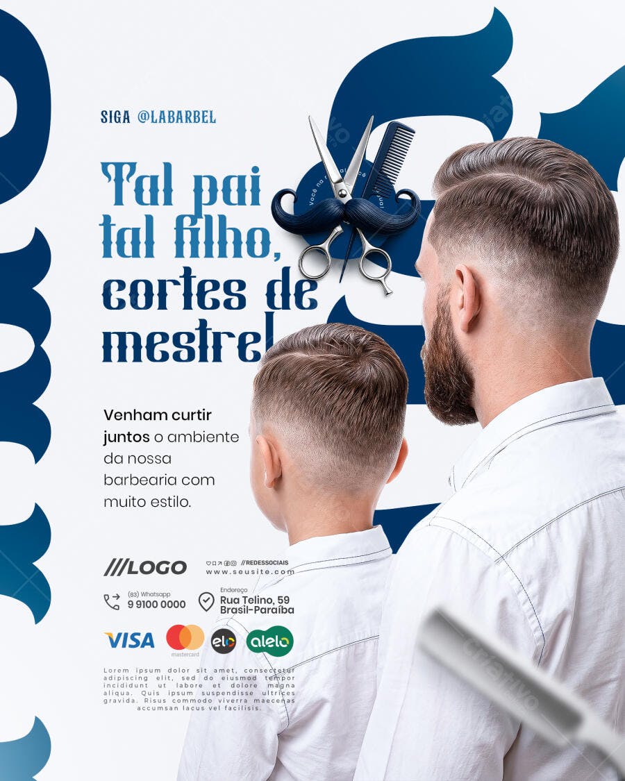 Post Instagram Barbearia Tal Pai Tal Filho PSD Editável