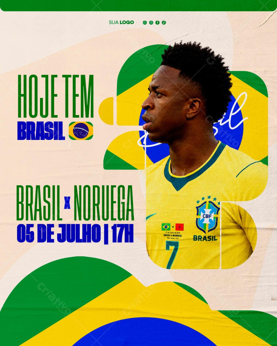 Post Instagram Brasil x Noruega Futebol PSD Editável