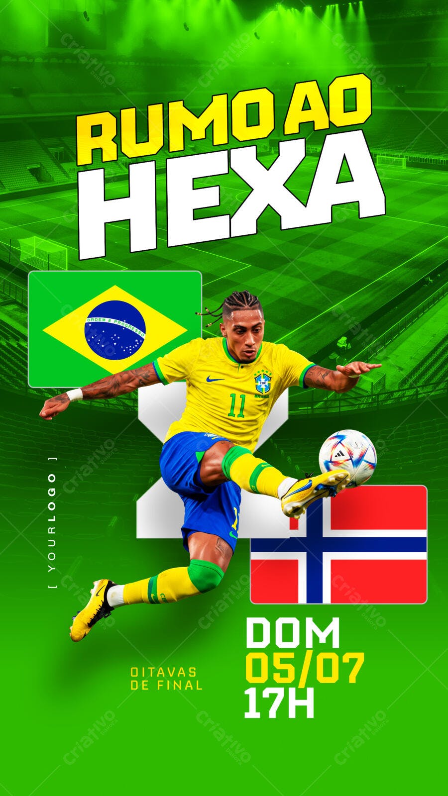 Post Instagram Copa do Mundo Futebol Brasil PSD Editável
