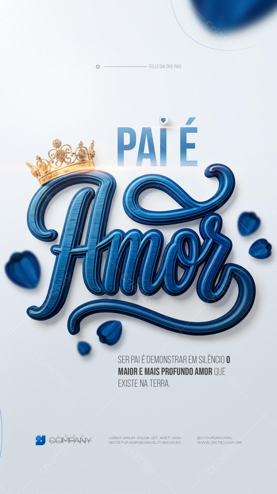 Post Instagram Dia dos Pais Amor Azul PSD Editável