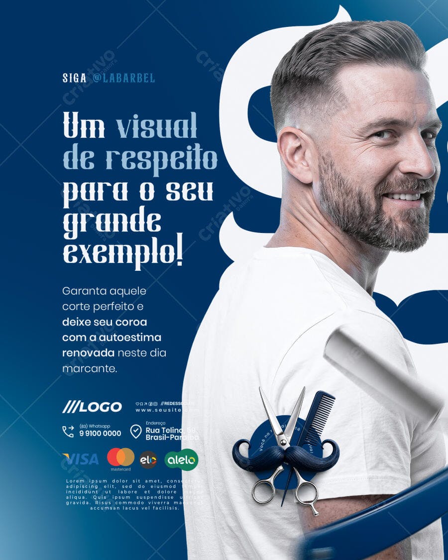 Post Instagram Dia dos Pais Barbearia PSD Editável