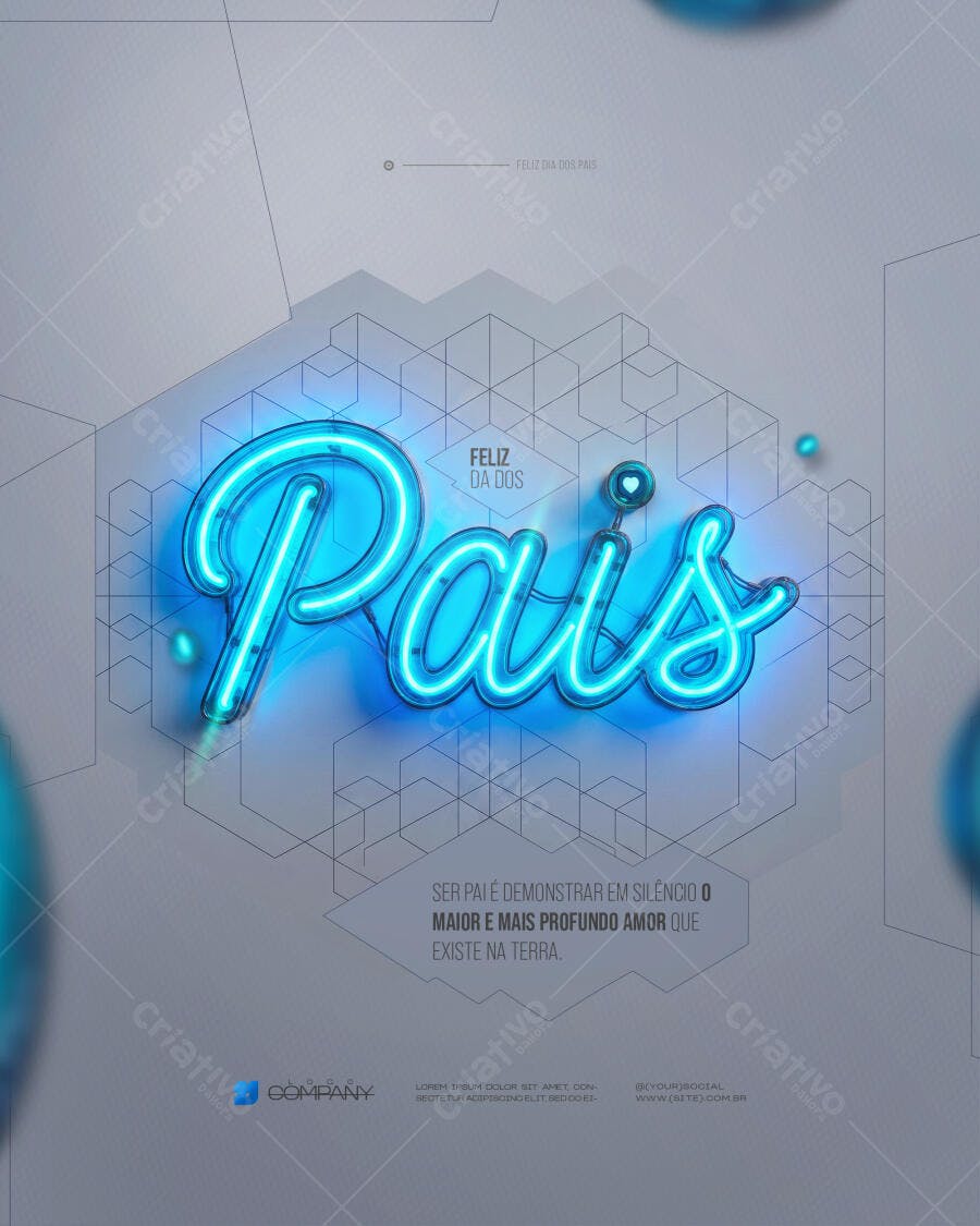 Post Instagram Dia dos Pais Neon Azul PSD Editável