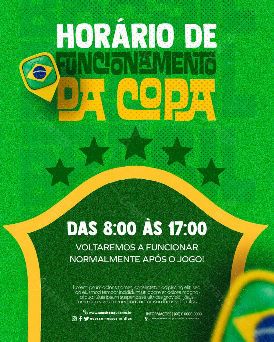 Post Instagram Horário Copa do Mundo PSD Editável