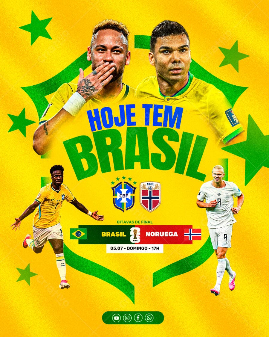 Post Instagram Jogo Brasil Futebol Copa PSD Editável