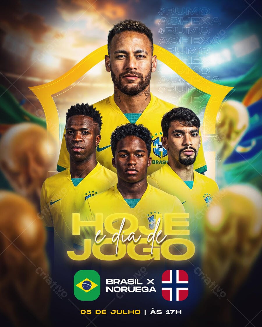 Post Instagram Jogo Brasil Futebol PSD Editável