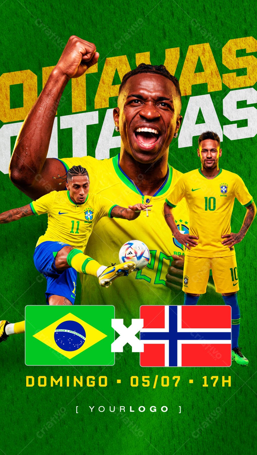 Post Instagram Jogo Brasil Futebol PSD Editável