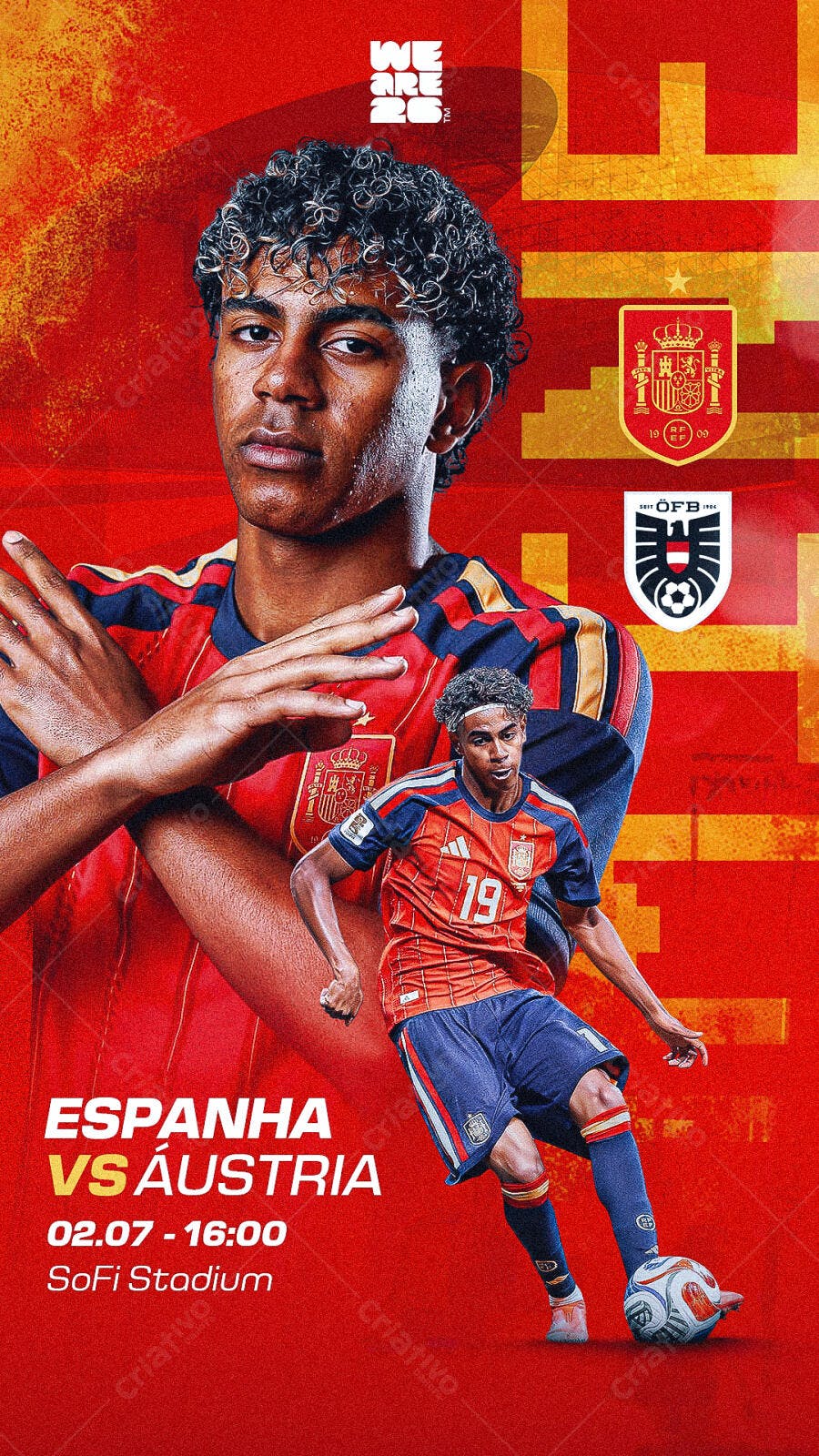 Post Instagram Jogo Espanha Áustria Futebol PSD Editável