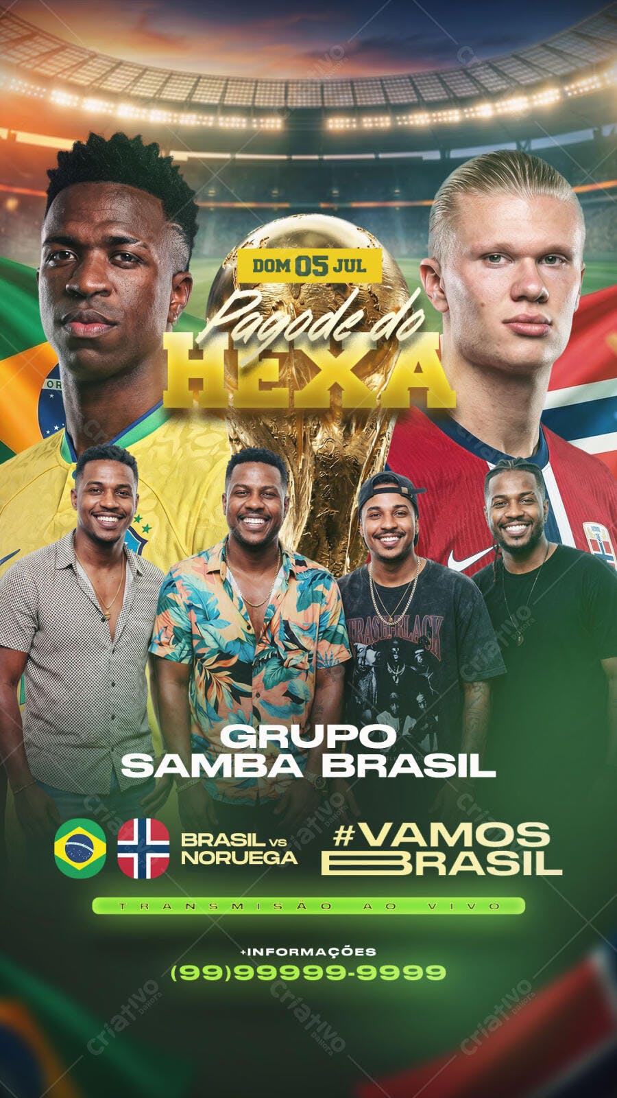 Post Instagram Pagode do Hexa Futebol Brasil PSD Editável