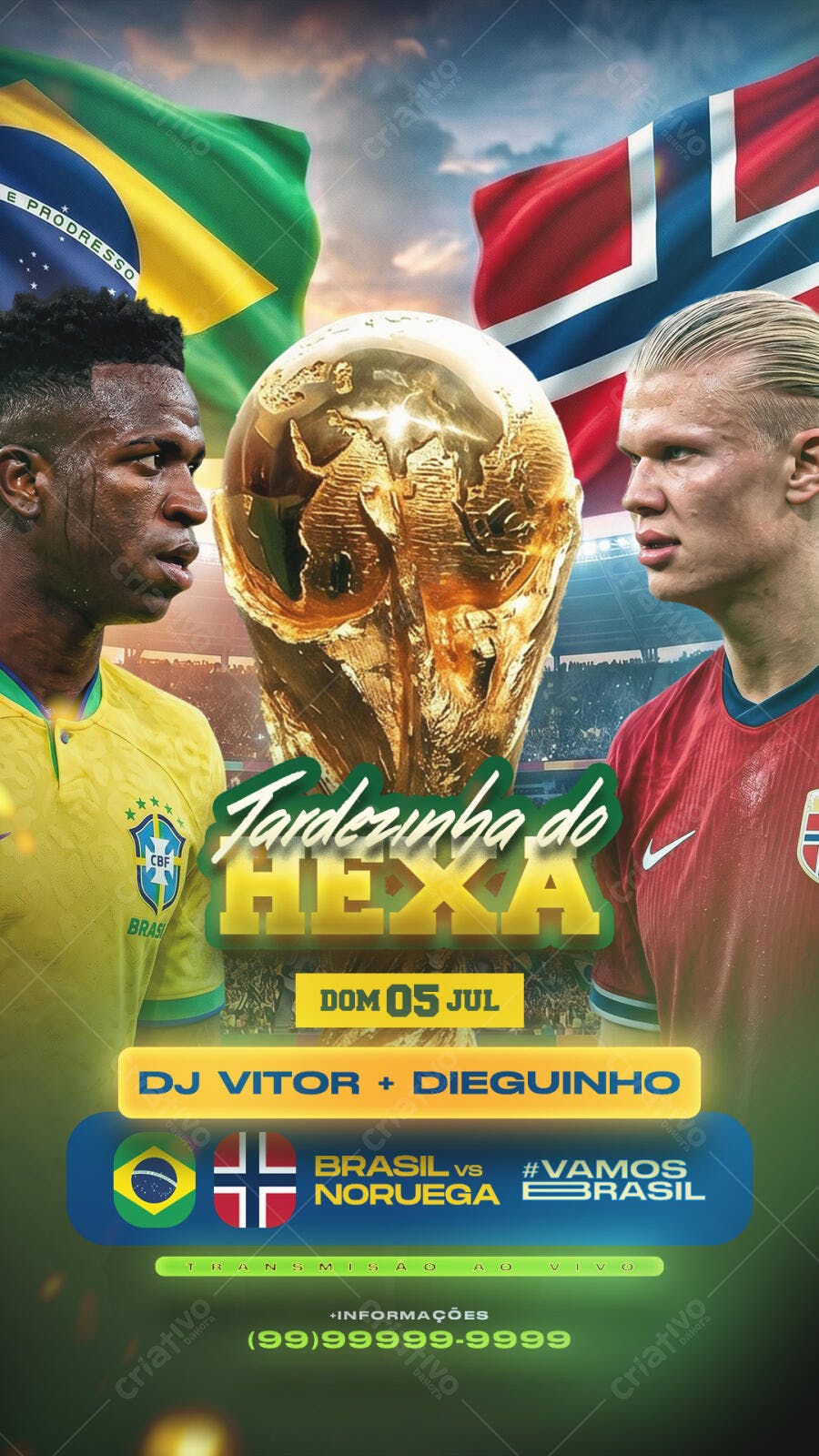 Post Instagram Tarde do Hexa Futebol Julho PSD Editável