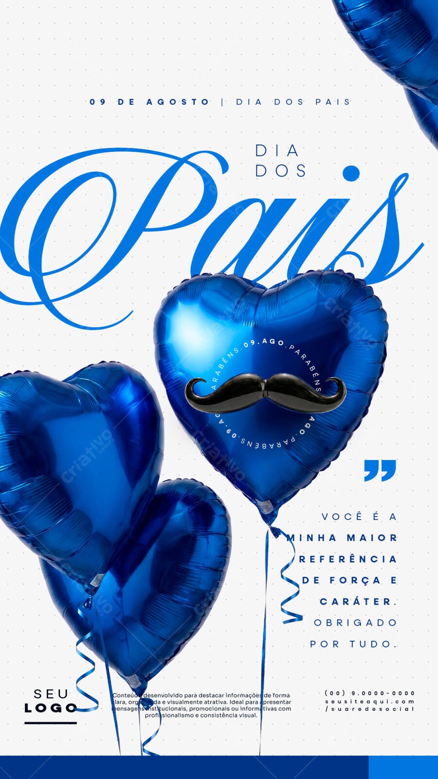 Story Dia dos Pais Agosto Balões Bigode PSD Editável