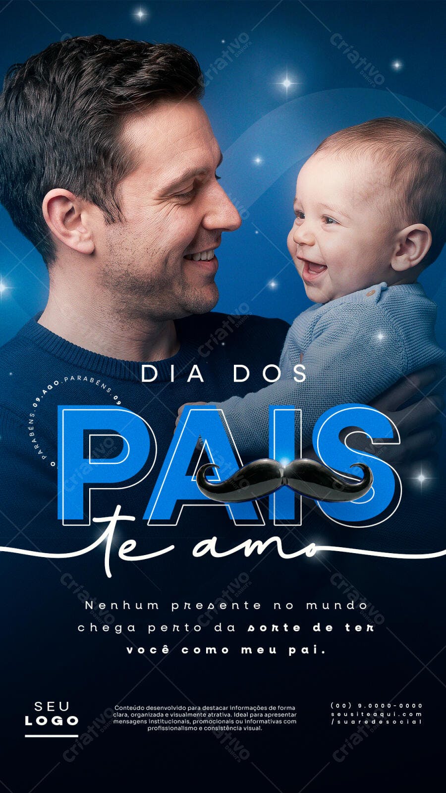 Story Dia dos Pais Agosto Bigode PSD Editável